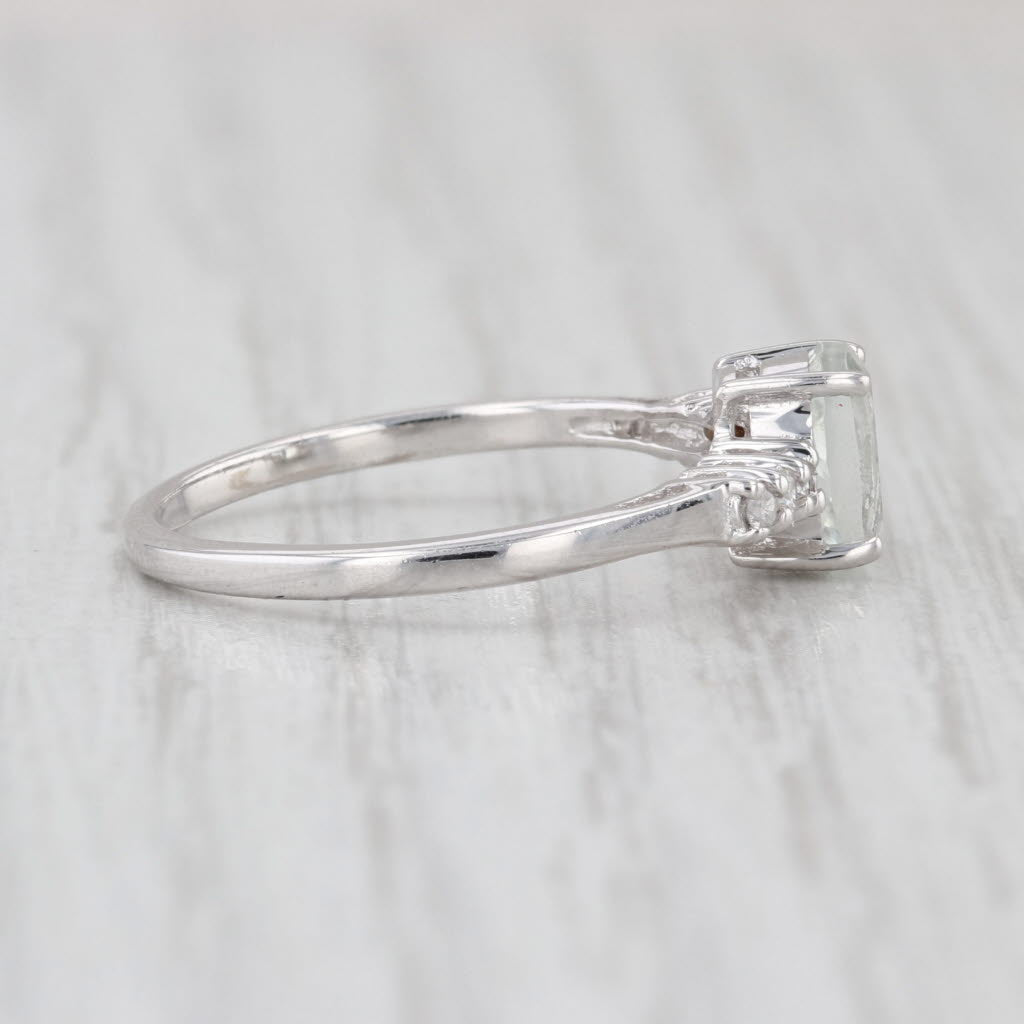 New 0.89ctw Oval Green Quartz Diamond Ring Sterling Silver Size 6.25