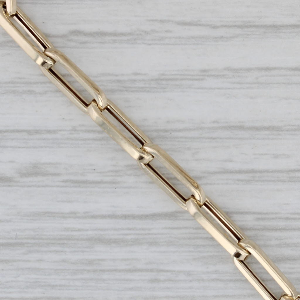Gray Paperclip Elongated Cable Chain Bracelet 14k Yellow Gold 6.5" 4mm
