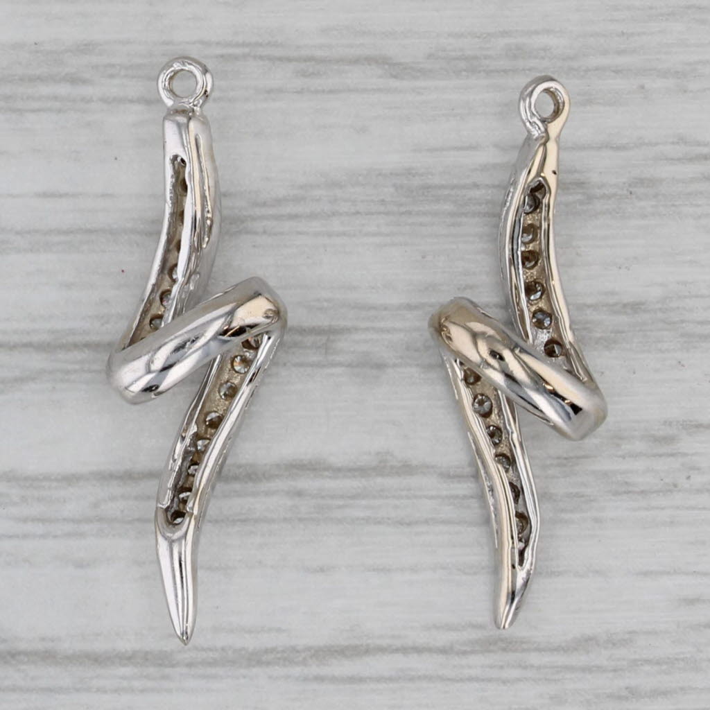 Gray 0.30ctw Diamond Swirl Dangle Earring Charms Enhancers 14k White Gold