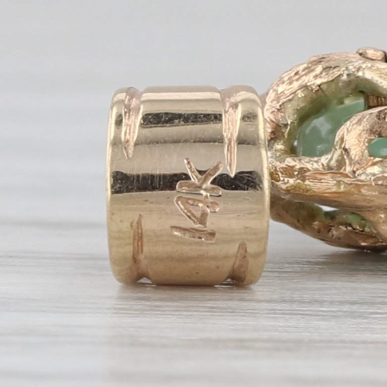 Green Jadeite Jade Carved Drop Pendant 14k Yellow Gold