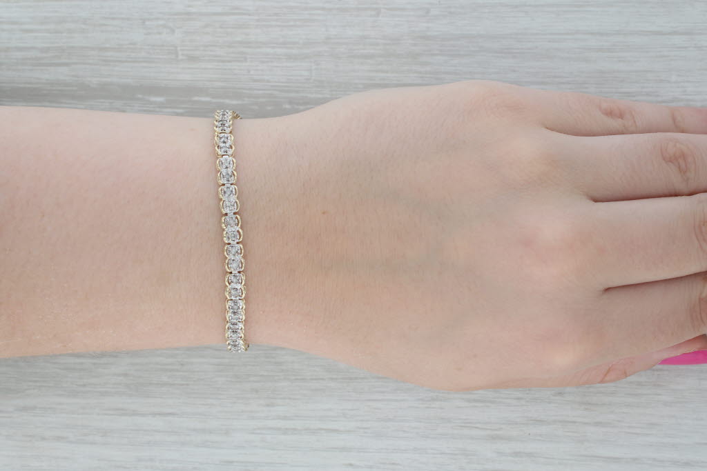 Dark Gray 1.50ctw Diamond Tennis Bracelet 10k Yellow Gold 7.25" 5mm