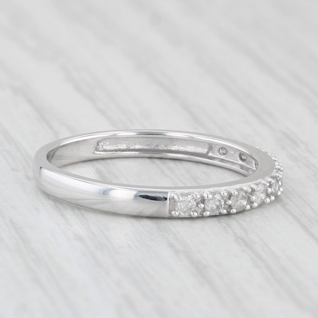 Light Gray 0.20ctw Diamond Wedding Band 10k White Gold Size 7 Stackable Ring Anniversary