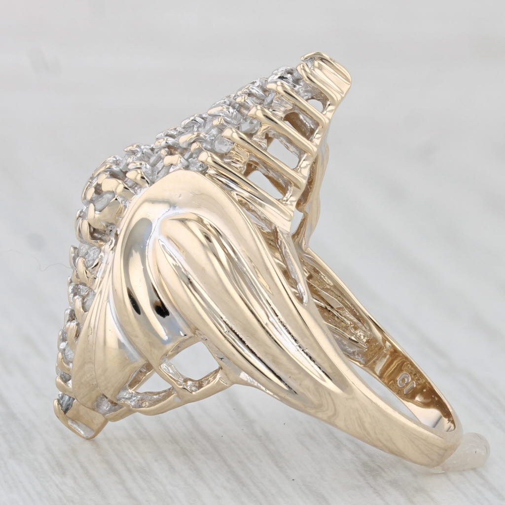 Light Gray 0.75ctw Diamond Cluster Ring 10k Yellow Gold Size 7 Cocktail