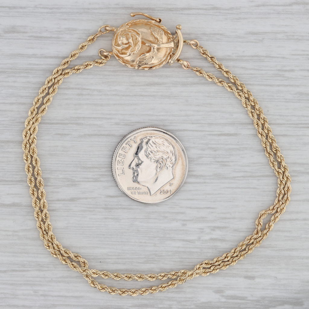 Gray Vintage Goldman Kolber Slide Charm Bracelet 14k Yellow Gold Floral Clasp 7.25"