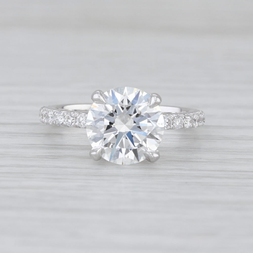 New IGI 3.54ctw Round Lab Grown Diamond Engagement Ring 14k White Gold Size 6