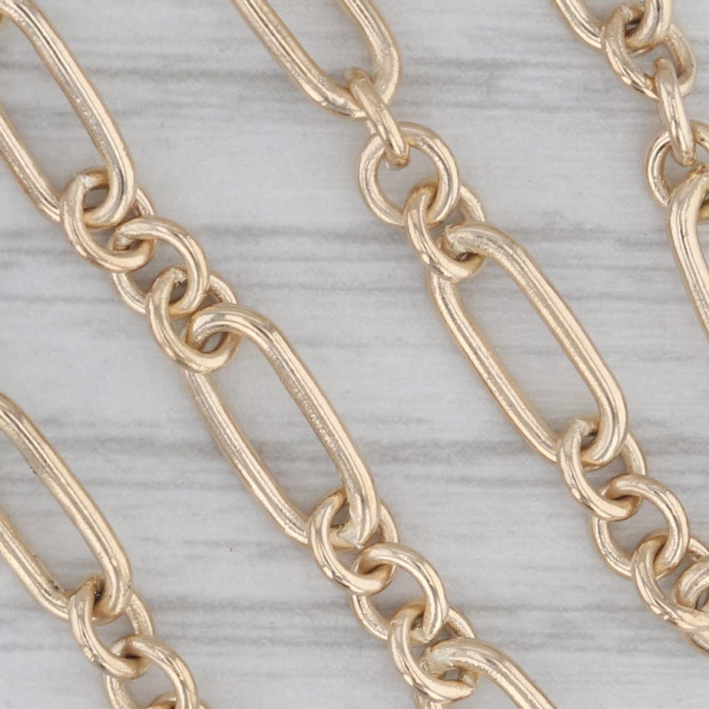 Gray Oval & Round Links Cable Chain Necklace 14k Yellow Gold Long 26.25" 4.5mm