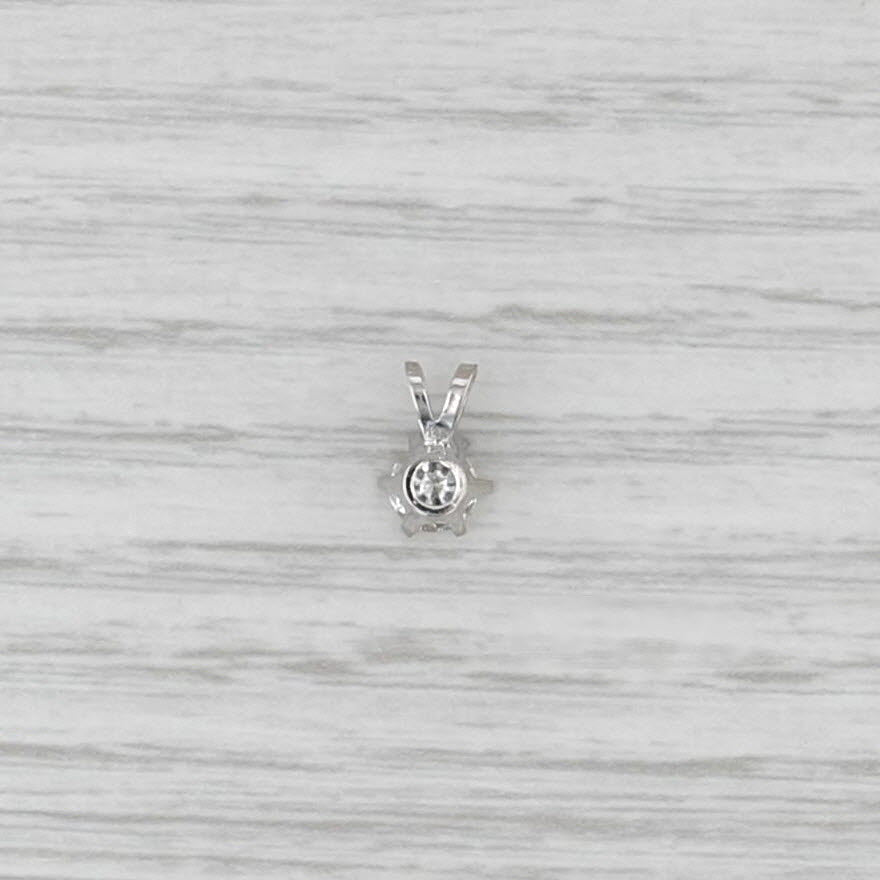 New 0.37ct Diamond Solitaire Pendant 14k White Gold Small Round Drop 6 Prong