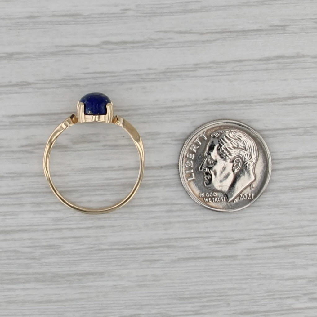 Lapis Lazuli Oval Cabochon Solitaire Ring 10k Yellow Gold Size 7