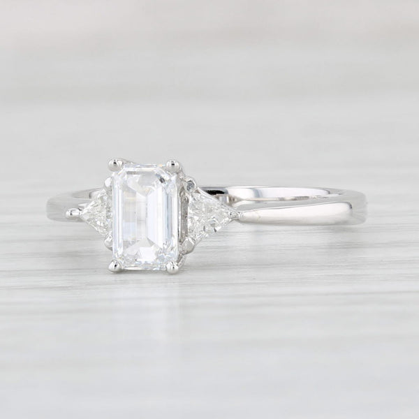 Light Gray 0.81ctw Emerald Cut Diamond Engagement Ring 14k White Gold Size 6.25 GSI