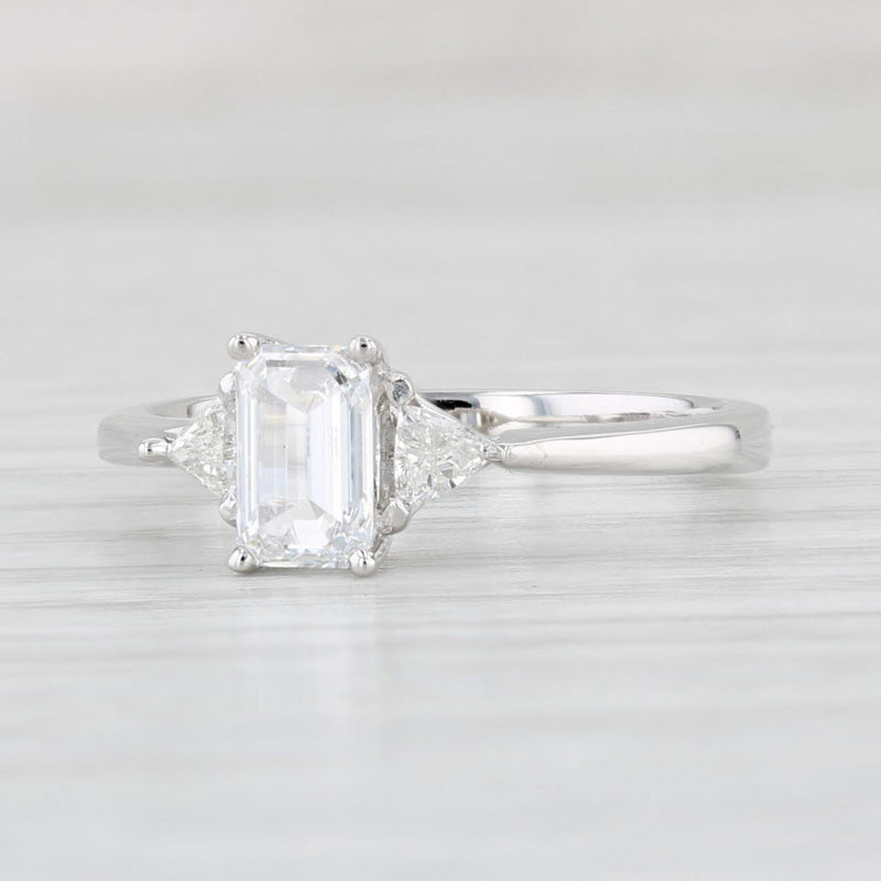 Light Gray 0.81ctw Emerald Cut Diamond Engagement Ring 14k White Gold Size 6.25 GSI