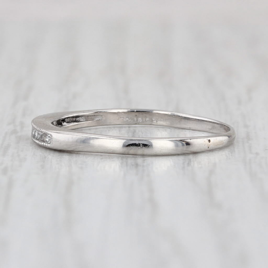 Vintage Diamond Wedding Band 900 Platinum Ring Stackable Size 8.5