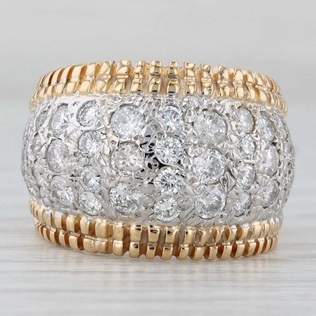 Gray 2.50ctw Pave Diamond Ring 14k White Yellow Gold Size 8.5 Cocktail