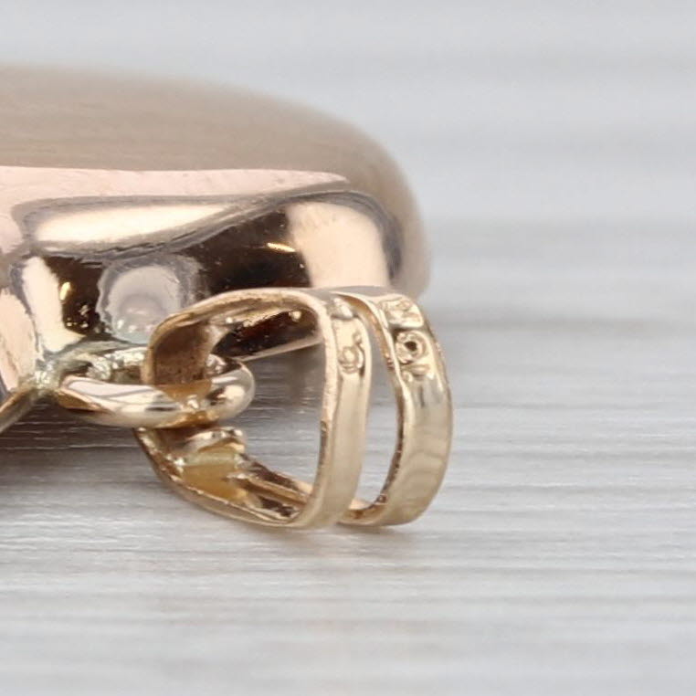 Vintage Floral Heart Locket Pendant 10k Rose Gold Charm Engravable Opens