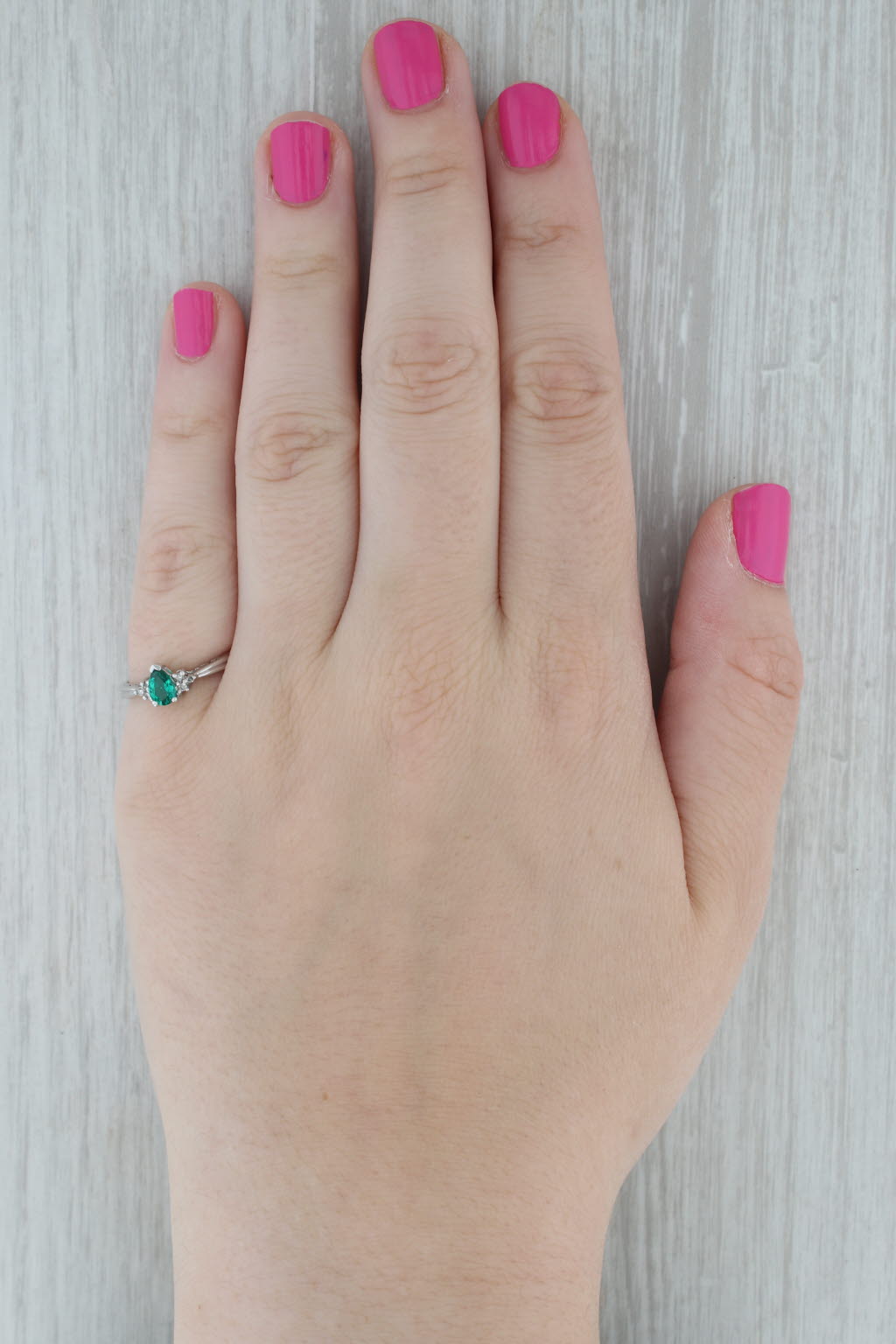 Dark Gray 0.38ctw Pear Lab Created Emerald Diamond Ring 14k White Gold Size 7 Engagement