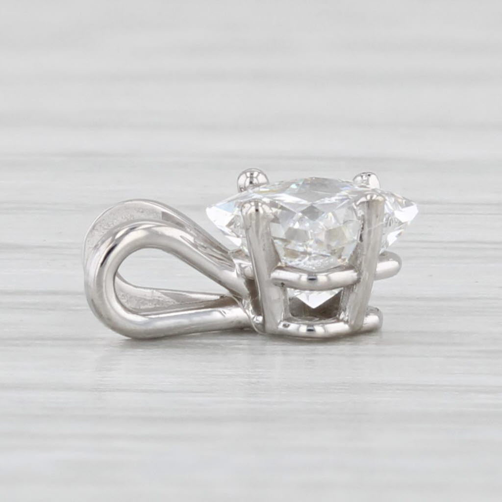 Light Gray New 0.52ct Princess Diamond Solitaire Pendant 14k White Gold IGI