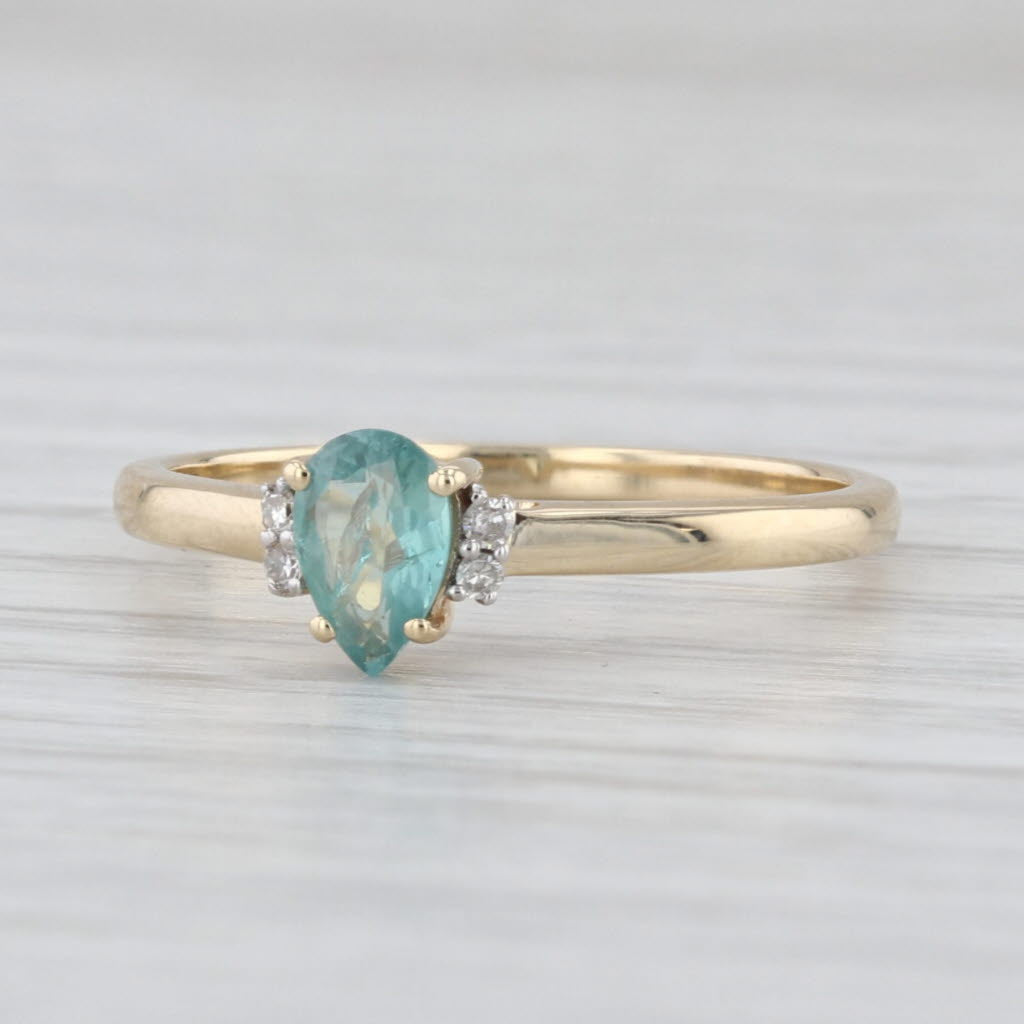 0.48ctw Pear Alexandrite Diamond Ring 10k Yellow Gold Size 7.25 COA