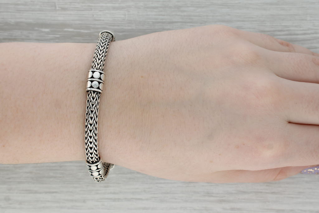 Dark Gray John Hardy 4 Station Dot Bracelet Sterling Silver 7" Snap Clasp