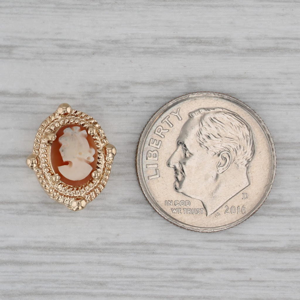 Gray Carved Shell Cameo Slide Bracelet Charm 14k Yellow Gold Vintage