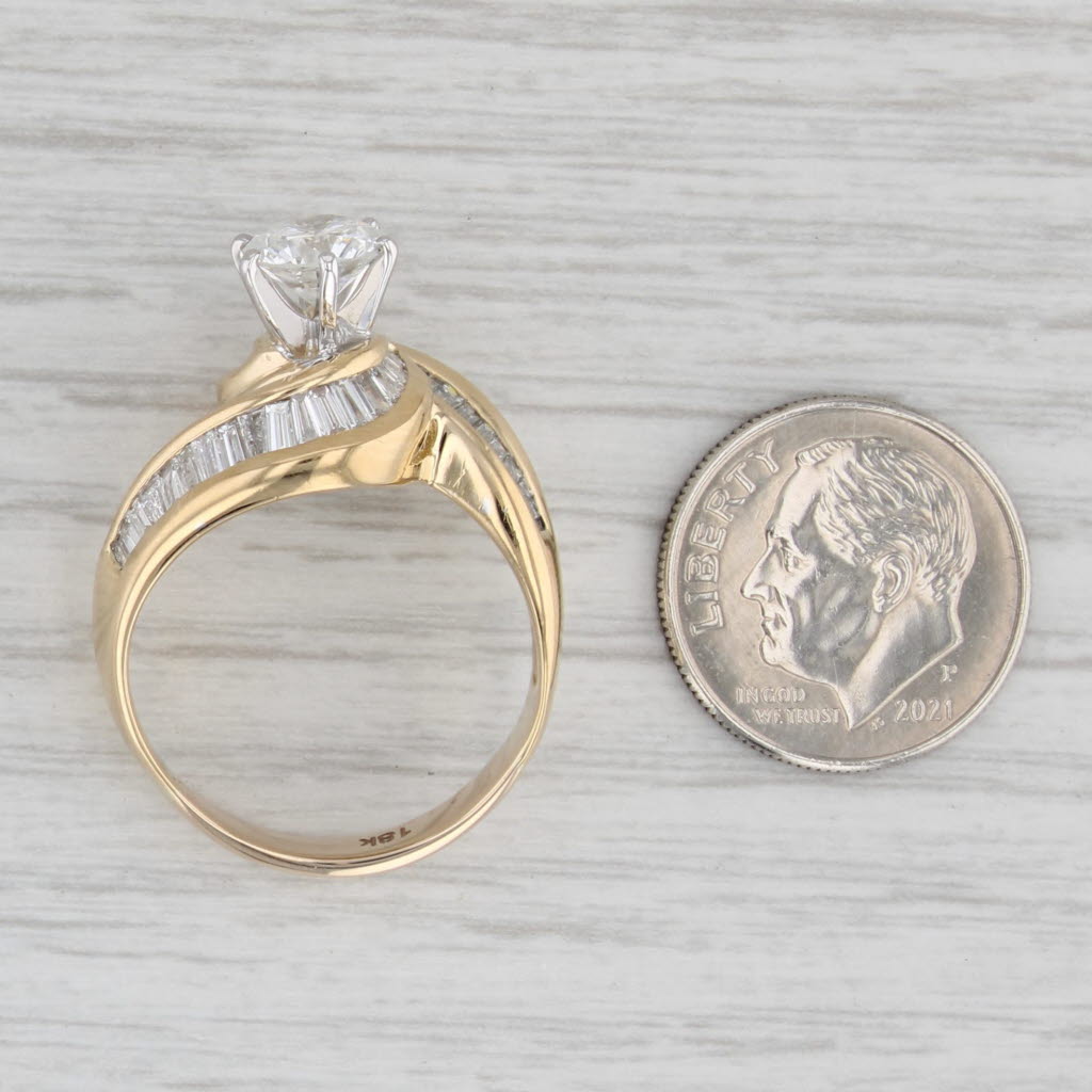 Gray 2.82ctw Diamond Engagement Ring 18k Gold Size 8.5 Bypass Round GIA