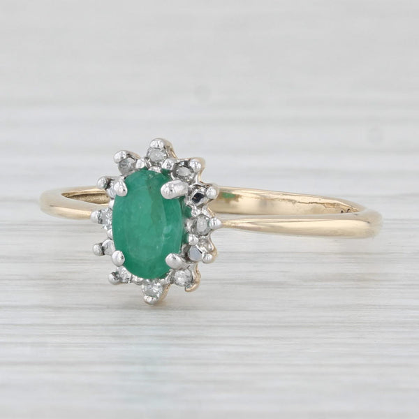 0.50ct Oval Emerald Ring 10k Yellow Gold Size 7.25 Diamond Accents