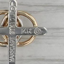 0.50ctw Diamond Cross Interlocking Rings Pendant 14k Gold Christian Marriage