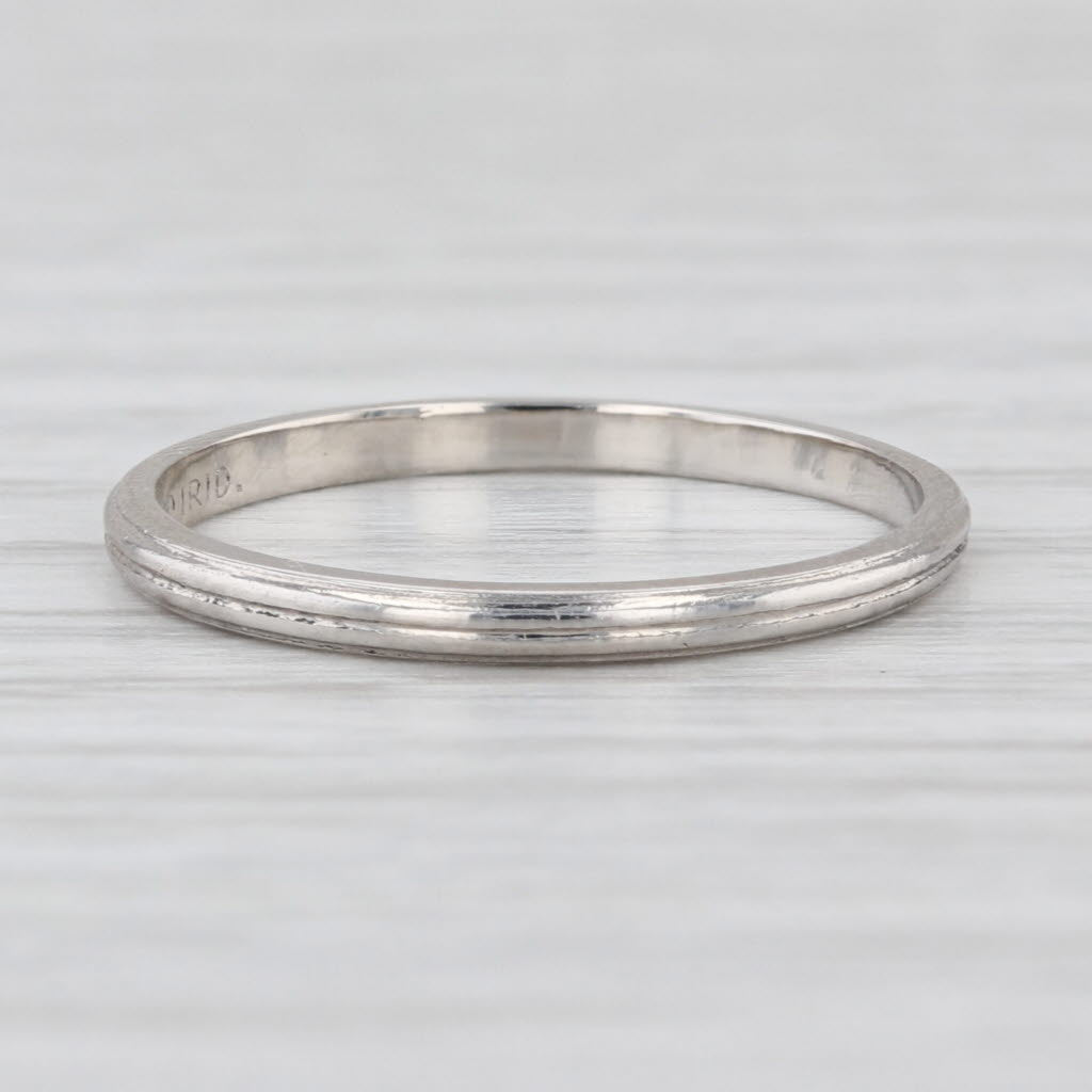 Vitnage Ridged Pattern Wedding Band 900 Platinum Size 6.25 Ring Stackable