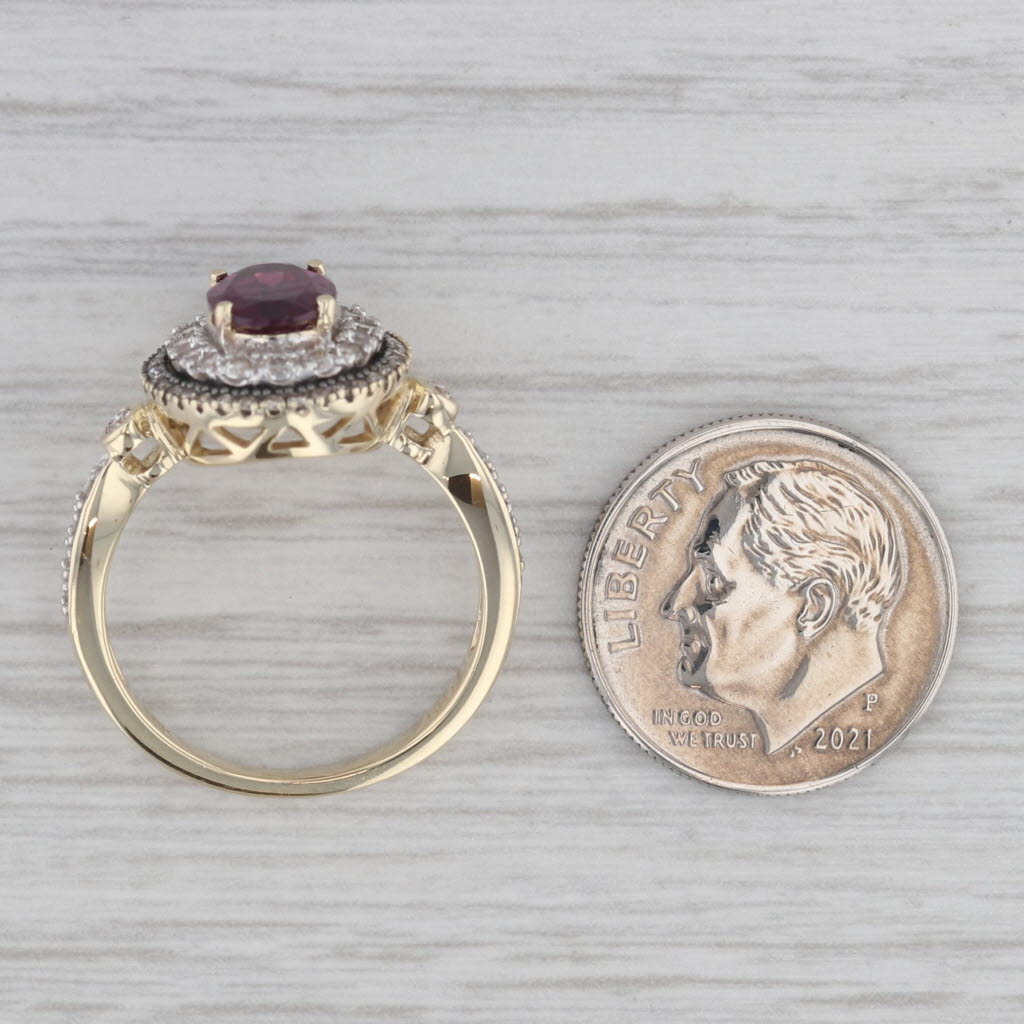 Gray 1.97ctw Garnet Zircon Diamond Halo Ring 10k Yellow Gold Size 7