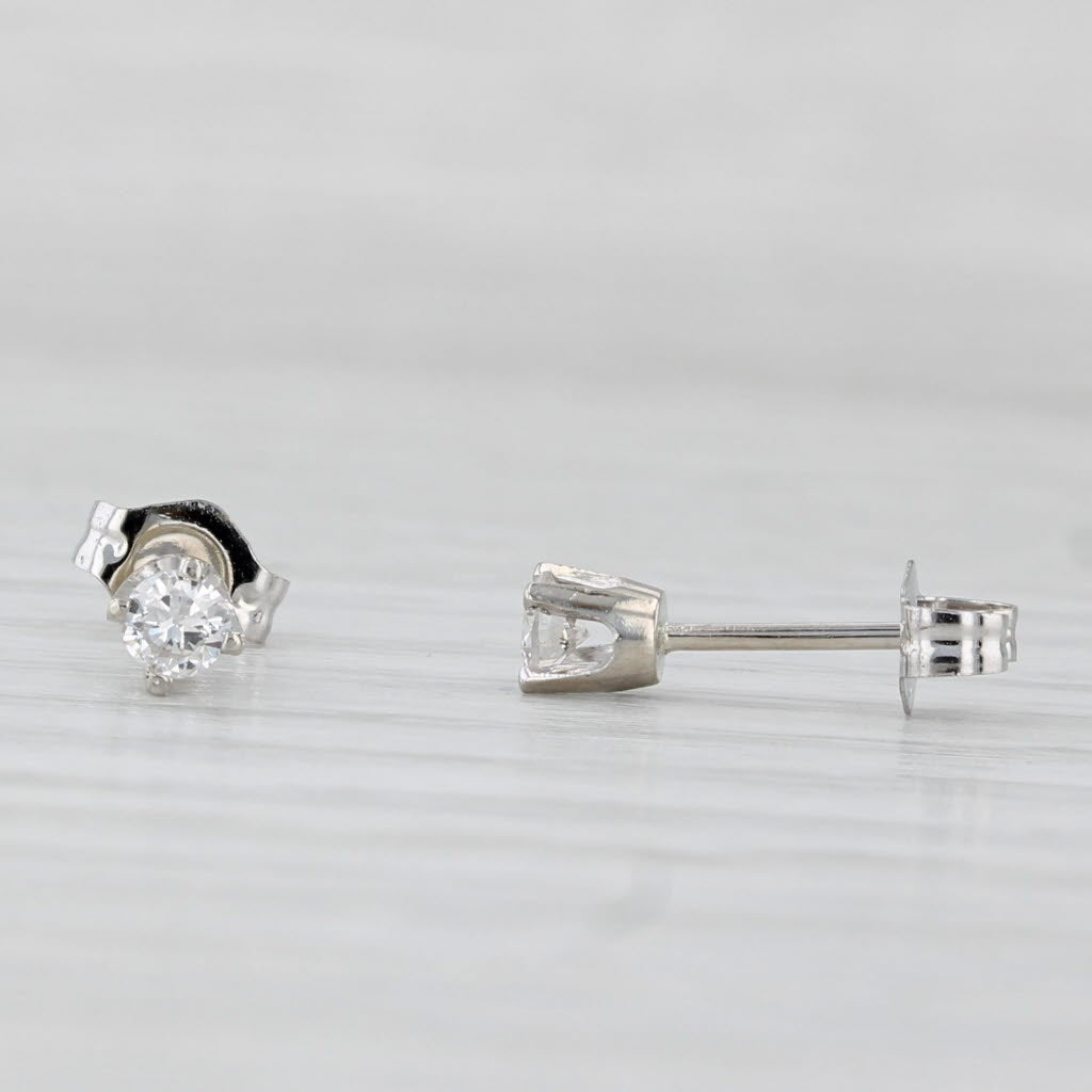 Light Gray 0.19ctw Diamond Stud Earrings 14k White Gold Round Solitaire Studs
