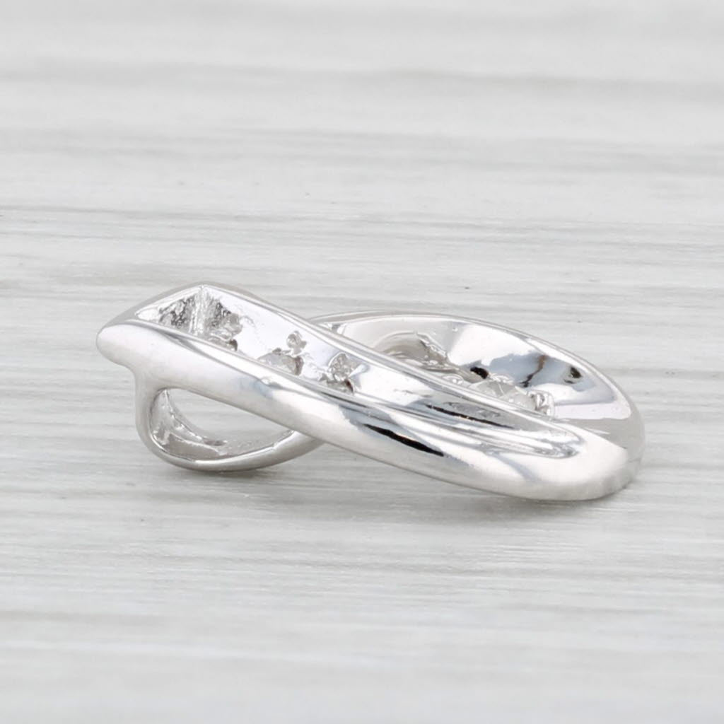 Light Gray Small Diamond Teardrop Pendant 10k White Gold