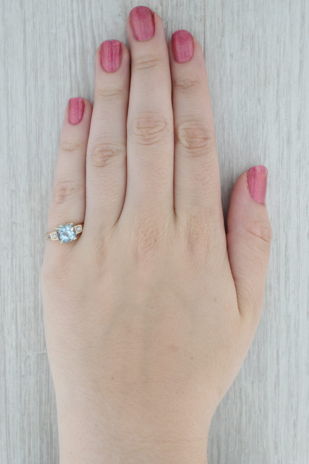 Gray 1.72ctw Aquamarine Diamond Ring 14k Yellow Gold Size 7.25