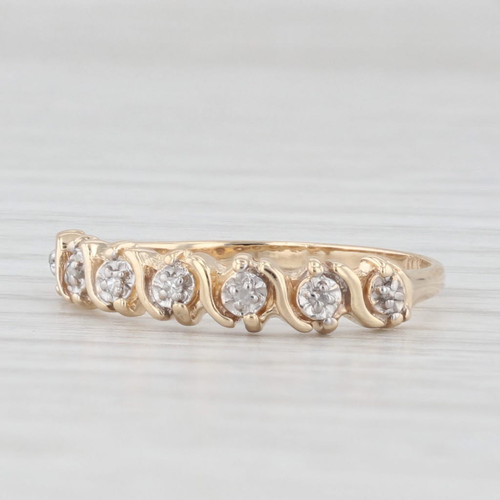 Light Gray Diamond Stackable Ring 10k Yellow Gold Wedding Anniversary Band Size 7
