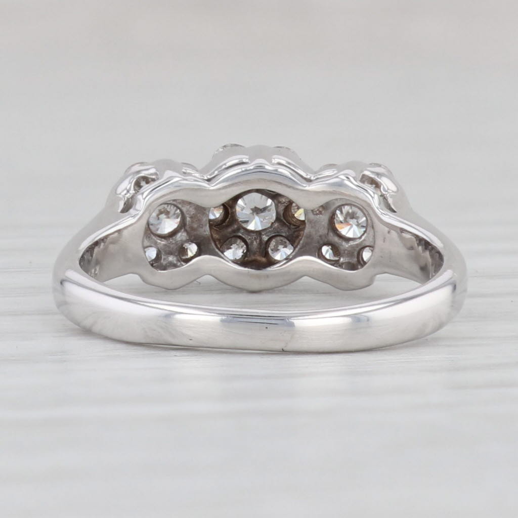Light Gray 0.50ctw Diamond Flower Clusters Ring 14k White Gold Size 6