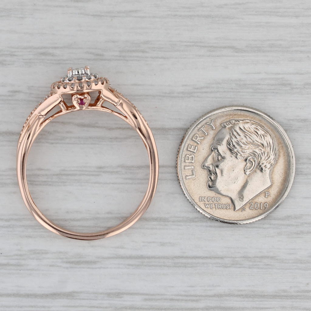 Gray 0.17ctw Diamond Halo Engagement Ring 10k Rose Gold Size 8.5