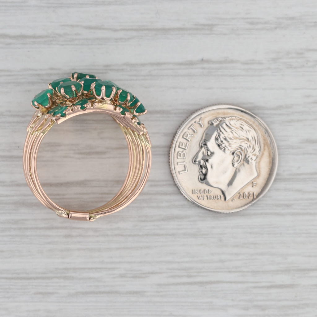 Gray Green Chalcedony Multiband Harem ring 14k Rose Gold Size 6.5 Cocktail
