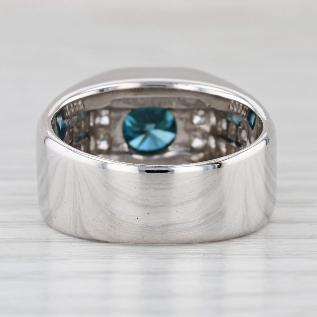2.30ctw Round Blue White Diamond Ring 14k White Gold Size 8.5