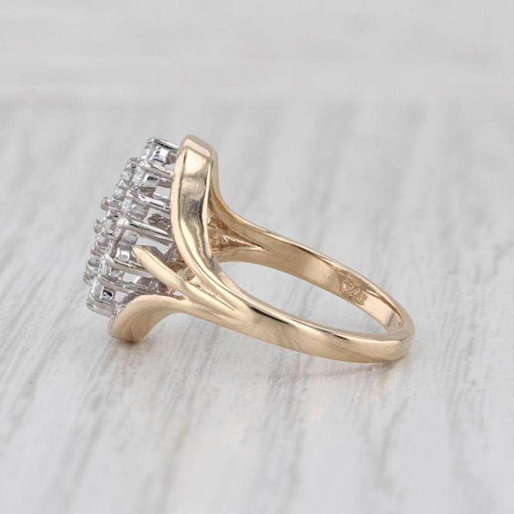 0.83ctw Diamond Cluster Ring 14k Yellow Gold Size 6.75 Cocktail