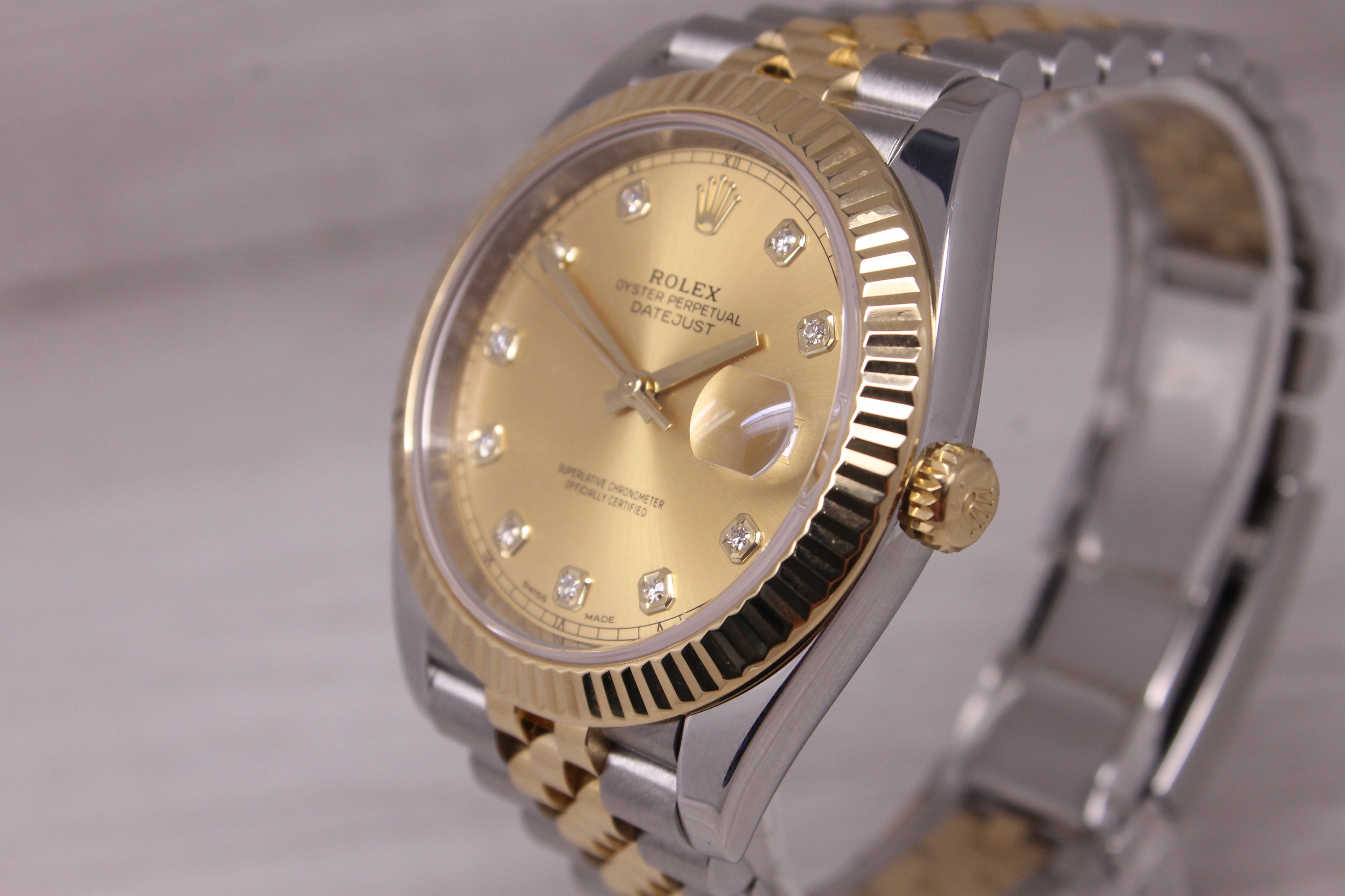 Rolex Datejust 41 Mens Steel & 18k 126333 Automatic Watch Diamond Dial w Jubilee