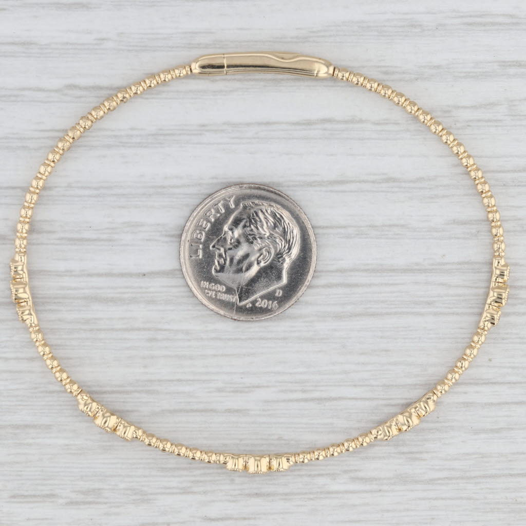 Light Gray New 0.34ctw Diamond Bead Flexible Bangle Tennis Bracelet 14k Yellow Gold 6.75"