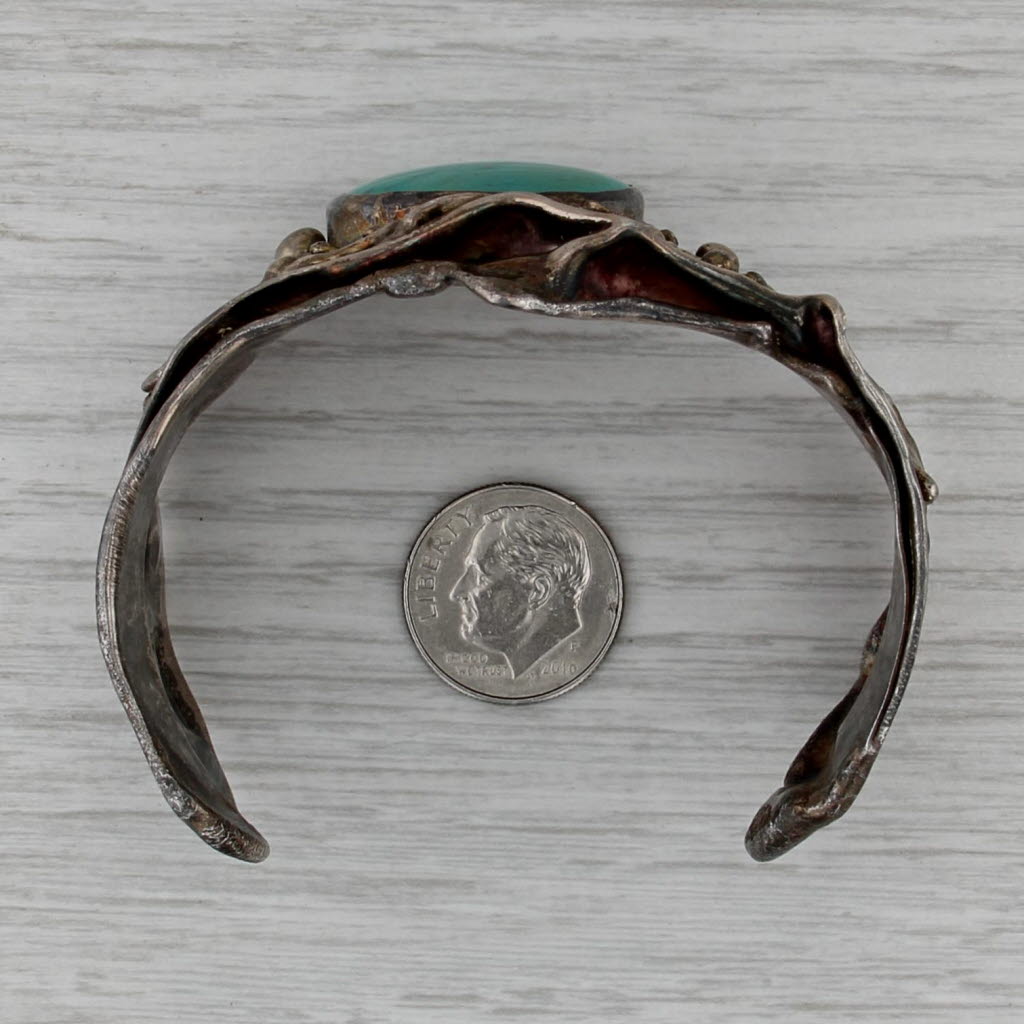 Turquoise Statement Cuff Bracelet Sterling Silver 6.5" MarksZ of Palm Beach