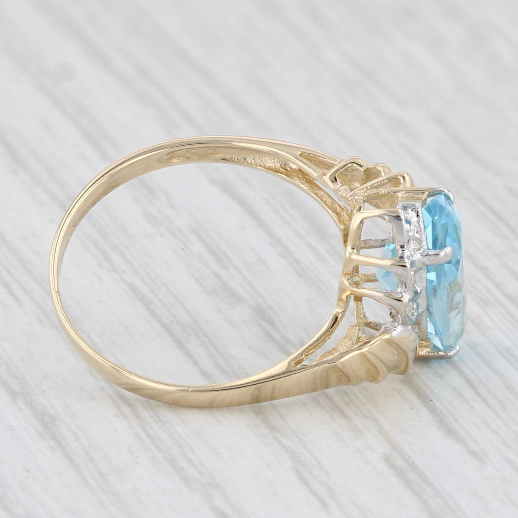 Light Gray 3.40ct Marquise Blue Topaz Solitaire Ring 14k Yellow Gold Size 7.25