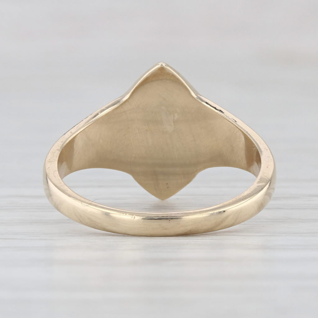 Engravable Marquise Shaped Signet Ring 10k Yellow Gold Size 5