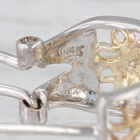 0.33ctw Diamond Ornate Filigree Drop Earrings 14k White Yellow Gold Omega Backs