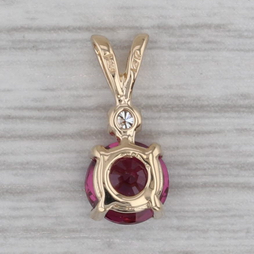 Dark Gray 1.03ct Rhodolite Garnet Diamond 14k Yellow Gold Pendant Small Drop