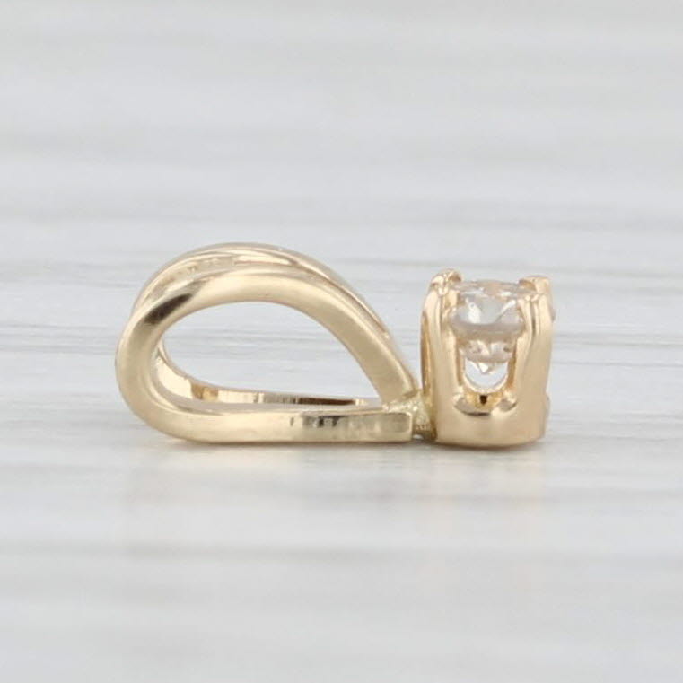 Light Gray Dainty Diamond Solitaire 14k Yellow Gold Small Drop Pendant