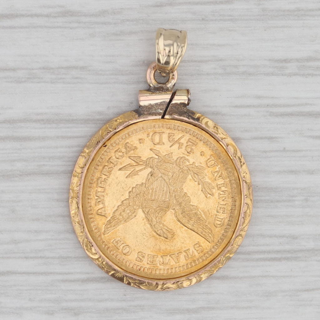 Gray Authentic 1906 American Eagle 2.50D Coin Pendant 10k 900 Yellow Gold