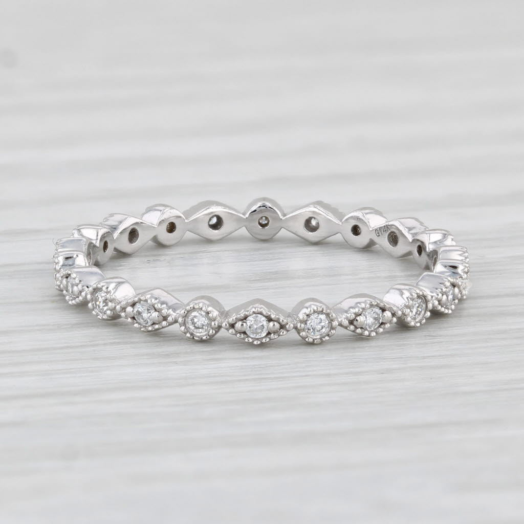 Light Gray New 0.22ctw Lab Created Diamond Wedding Band 14k White Gold Stackable Ring Sz 7