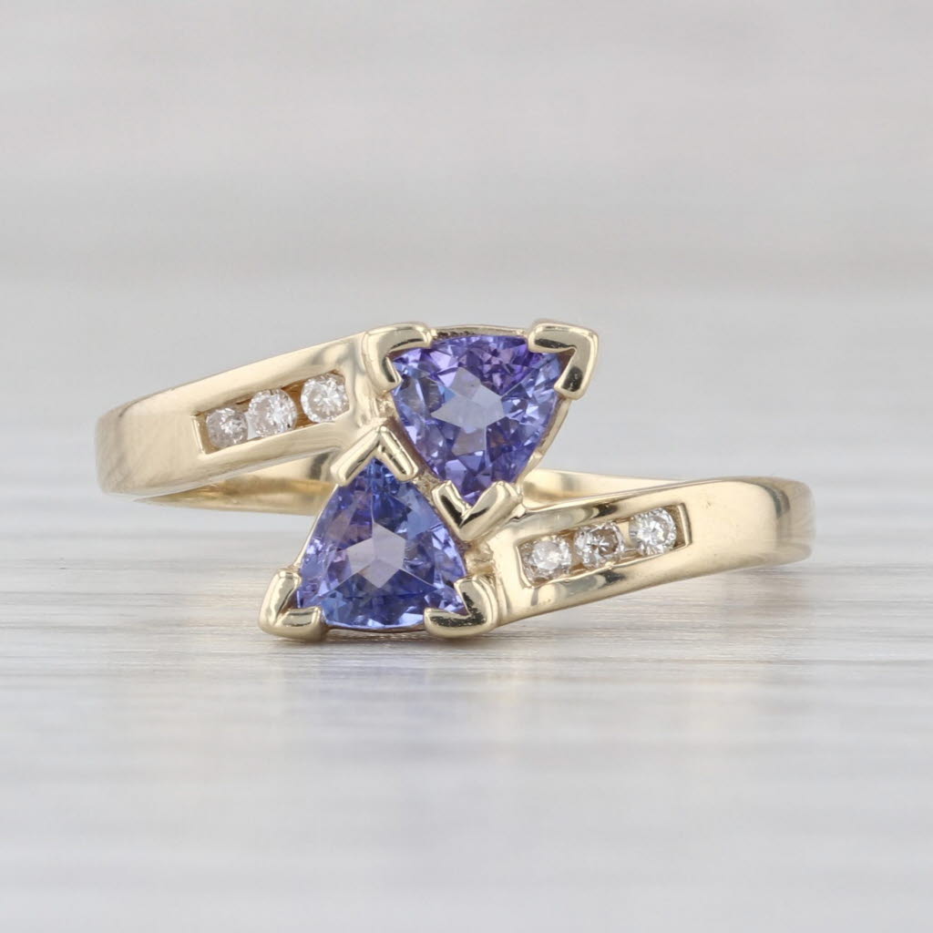 0.64ctw Tanzanite Diamond Bypass Ring 14k Yellow Gold Size 6.5