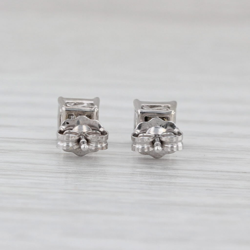 0.22ctw Princess Diamond Stud Earrings 10k White Gold Cluster Studs