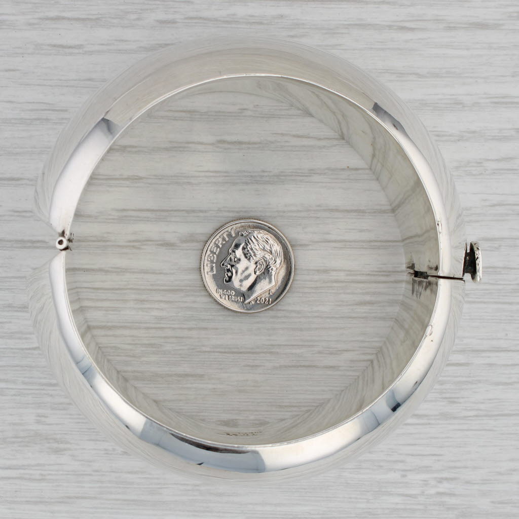 Gray Large Vintage Statement Bangle Bracelet 7.5" Sterling Silver Taxco Mexico