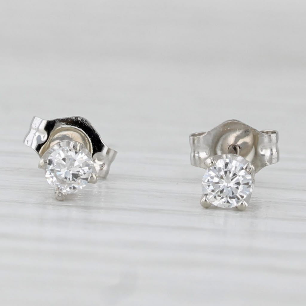 Light Gray 0.19ctw Diamond Stud Earrings 14k White Gold Round Solitaire Studs